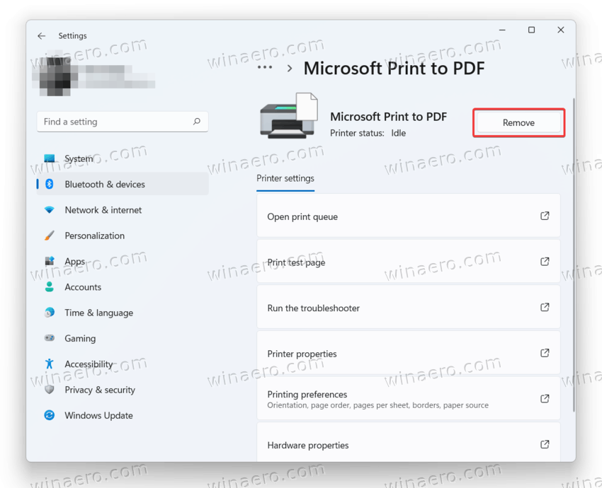 Remove Printer Driver in Windows 11