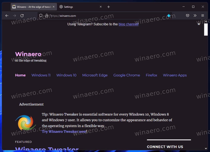 Winaero Dark Theme In Firefox