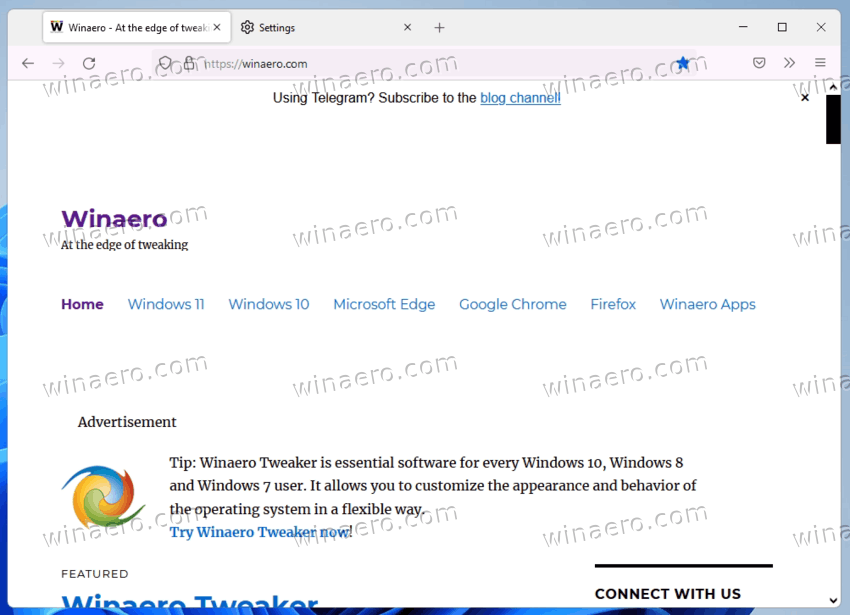 Winaero Light Theme In Firefox