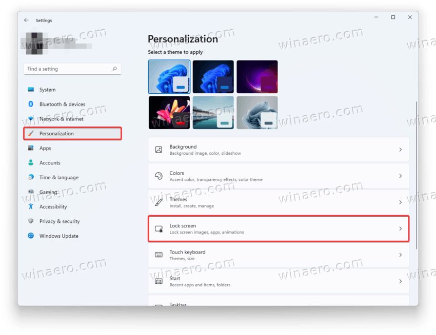 Personalization > Lock Screen in Settings
