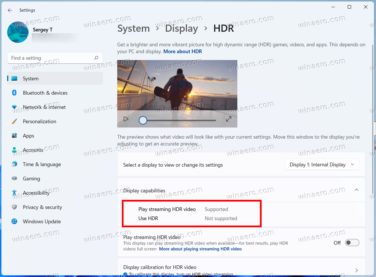 Windows 11 Check HDR Support