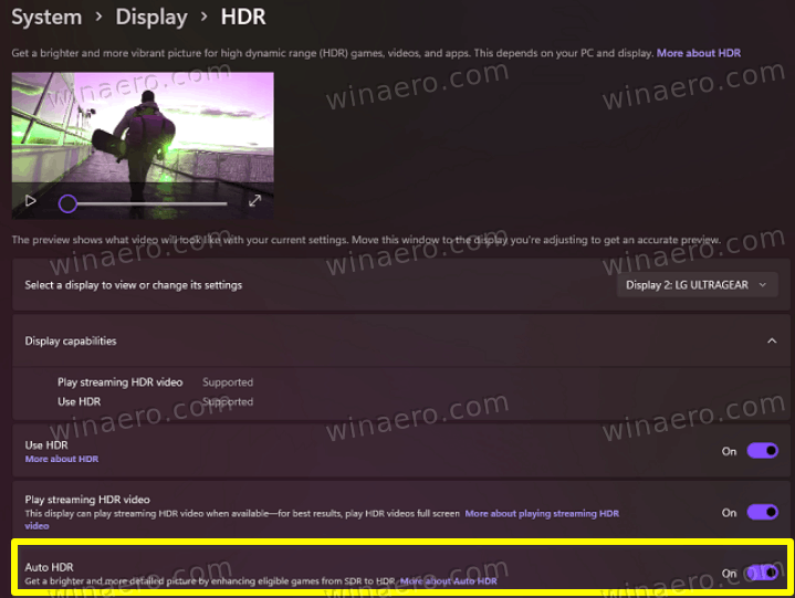 Windows 11 Enable Auto HDR