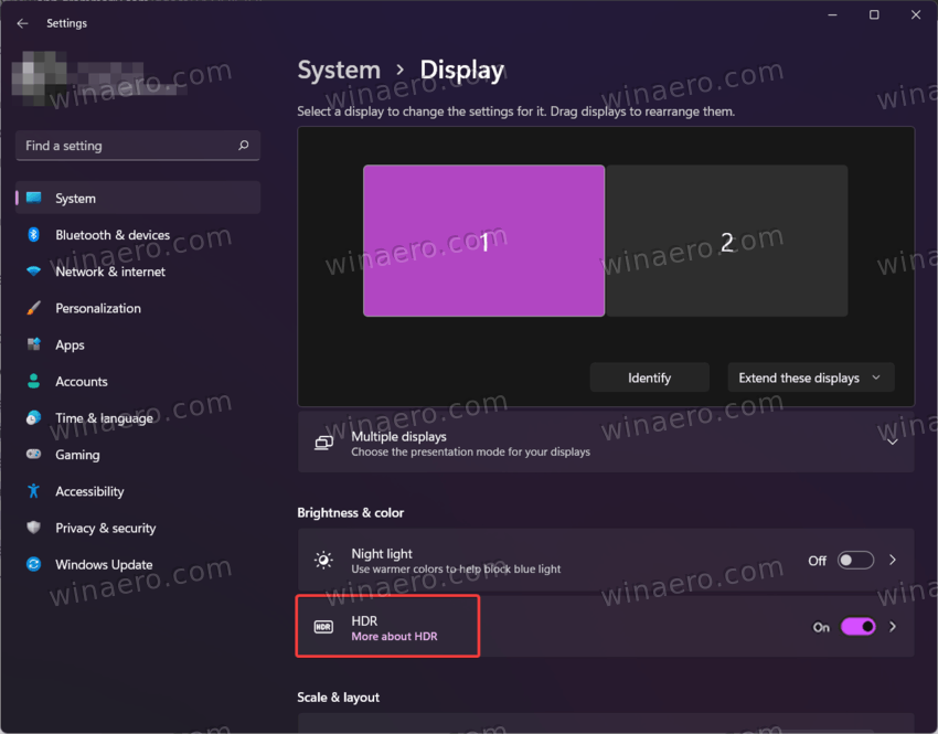 Windows 11 Enable HDR