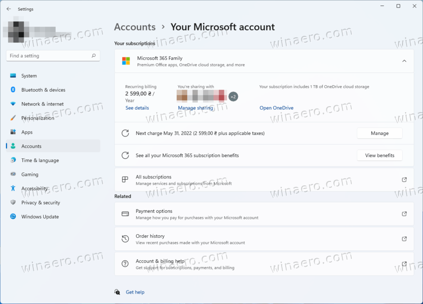 Windows 11 Manage Subscription