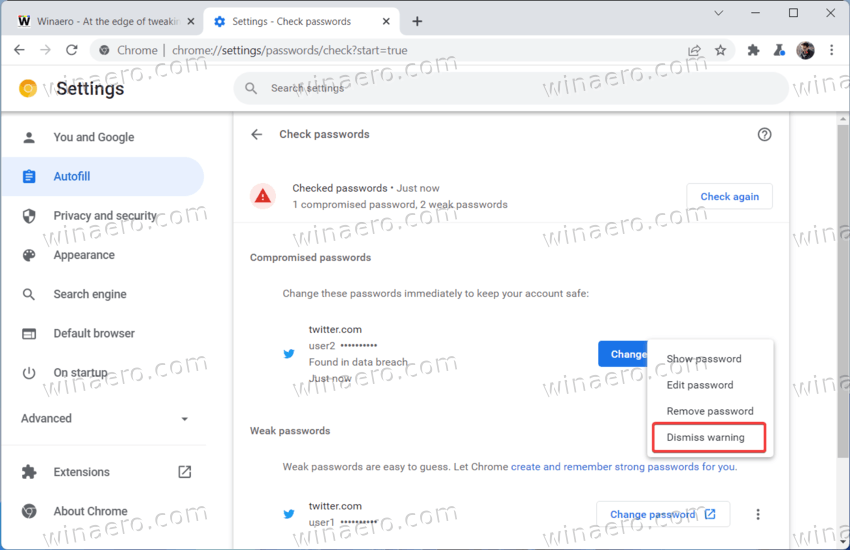 Enable Mute Unmute Compromised Passwords In Google Chrome