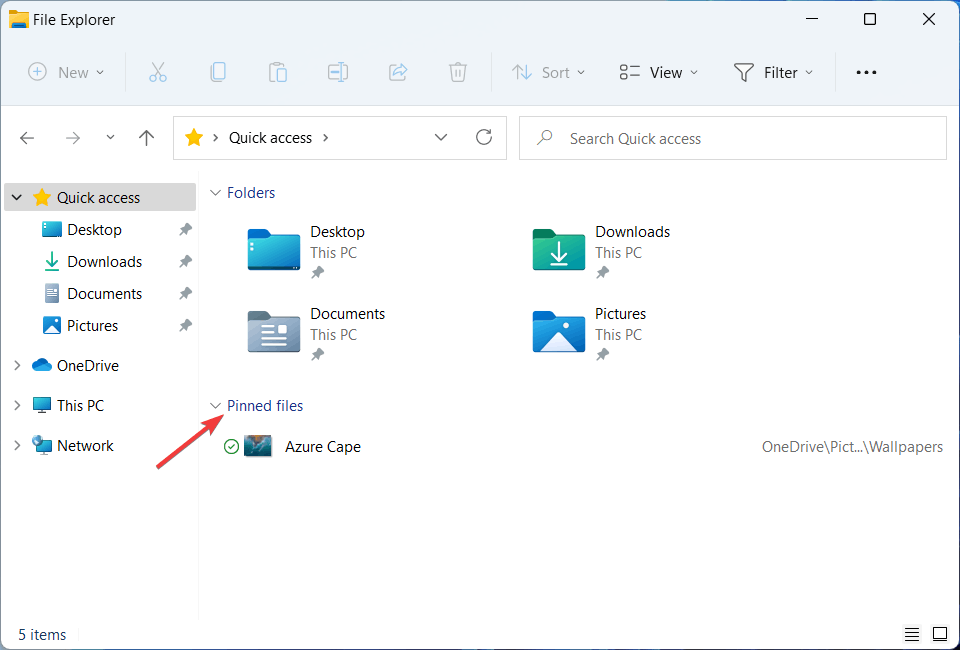 Quick Access Pinned Files