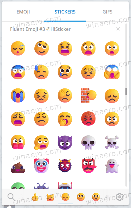 Get 3D Fluent Design Emoji of Windows 11 in Telegram