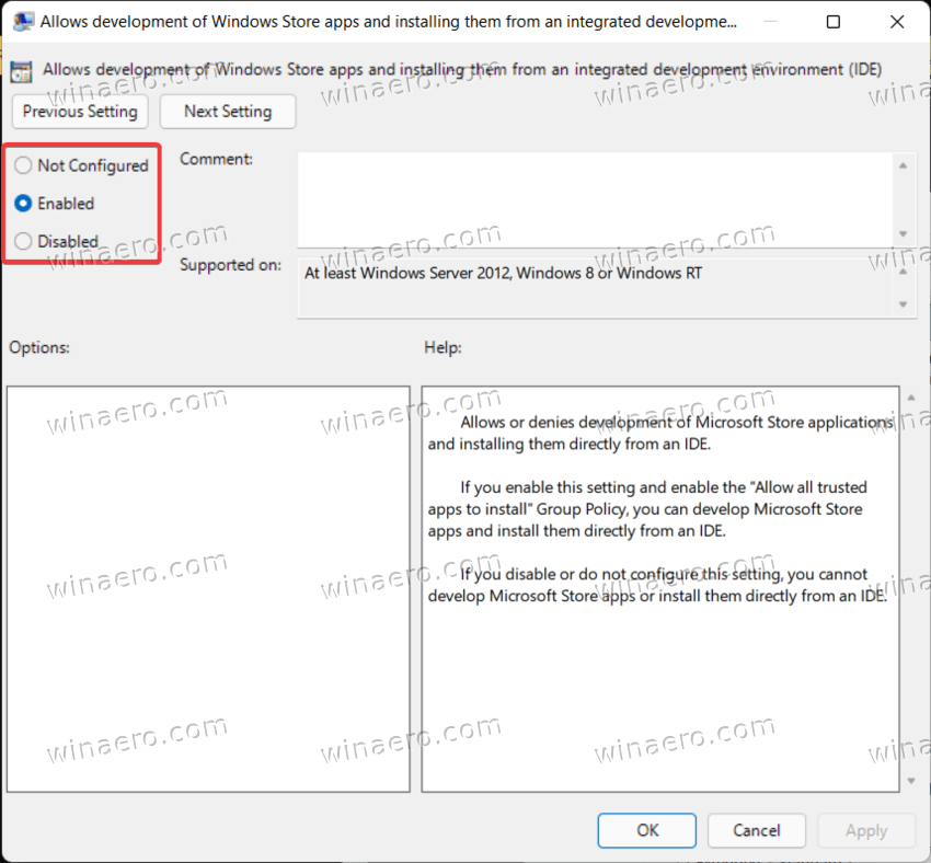  Enable Developer Mode in Windows 11 Group Policy