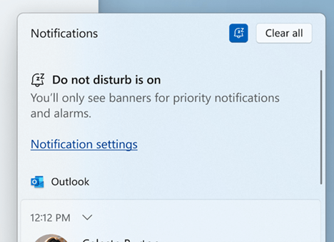 Windows 11 Do not disturb mode