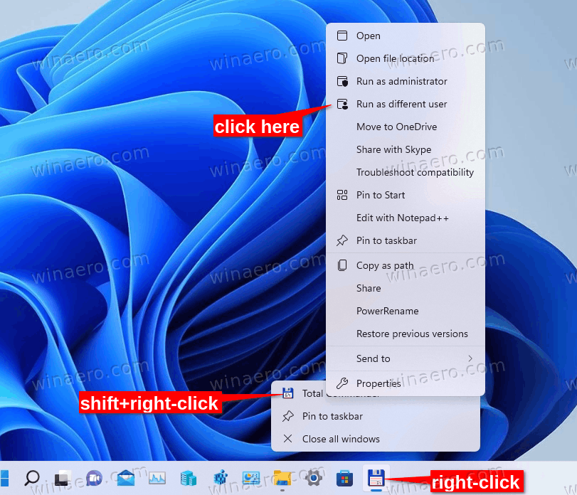 Shift+right-click the app in taskbar