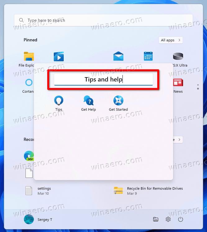 Rename Pinned App Folder In Windows 11