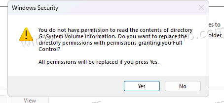 Replace Permissions Confirmation