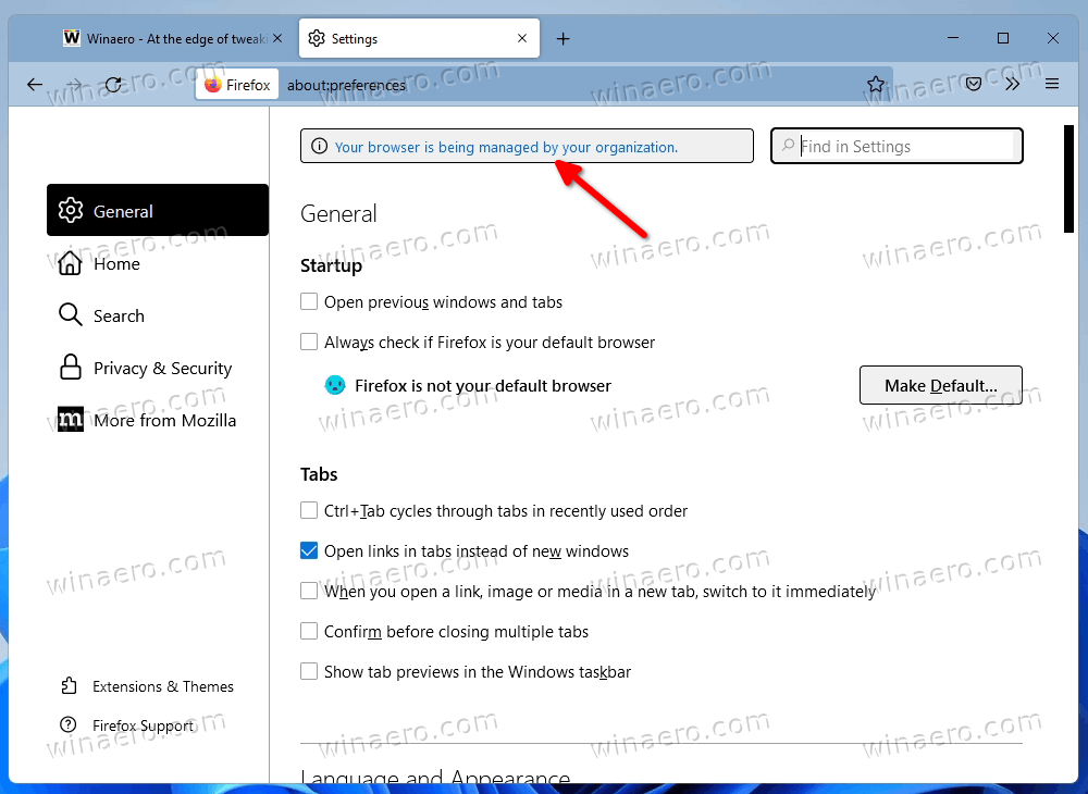 Firefox Your Browser Is Being Managed By Your Organization