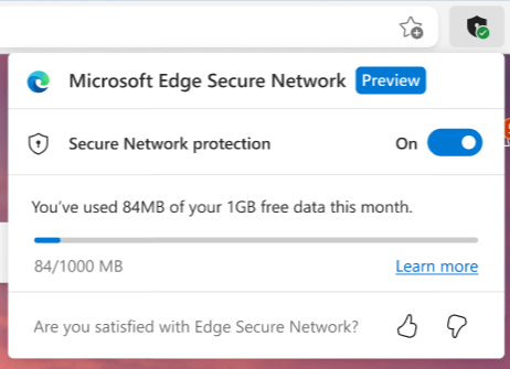 Microsoft Edge Secure Network Data Usage Limits