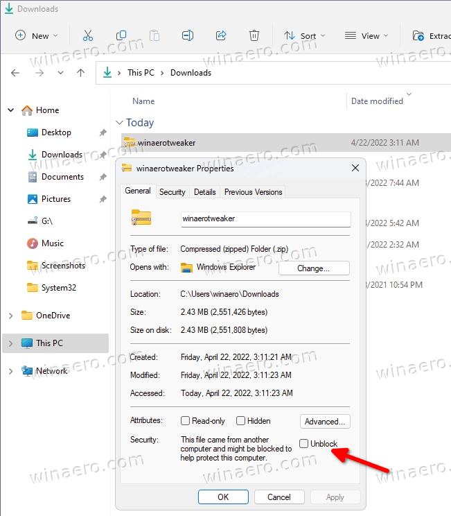 Unblock Downloaded Files 1Unblock Downloaded Files in Windows 11