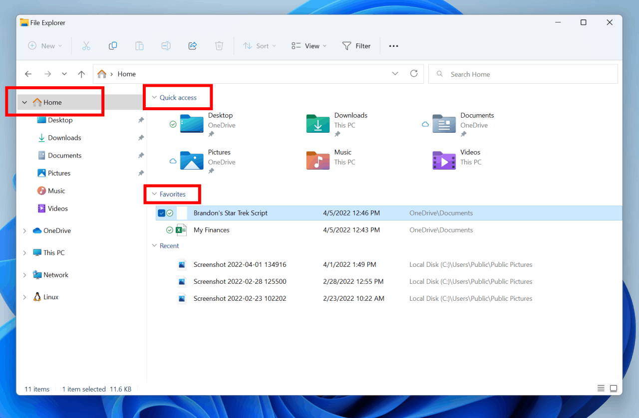 B22593 File Explorer Home