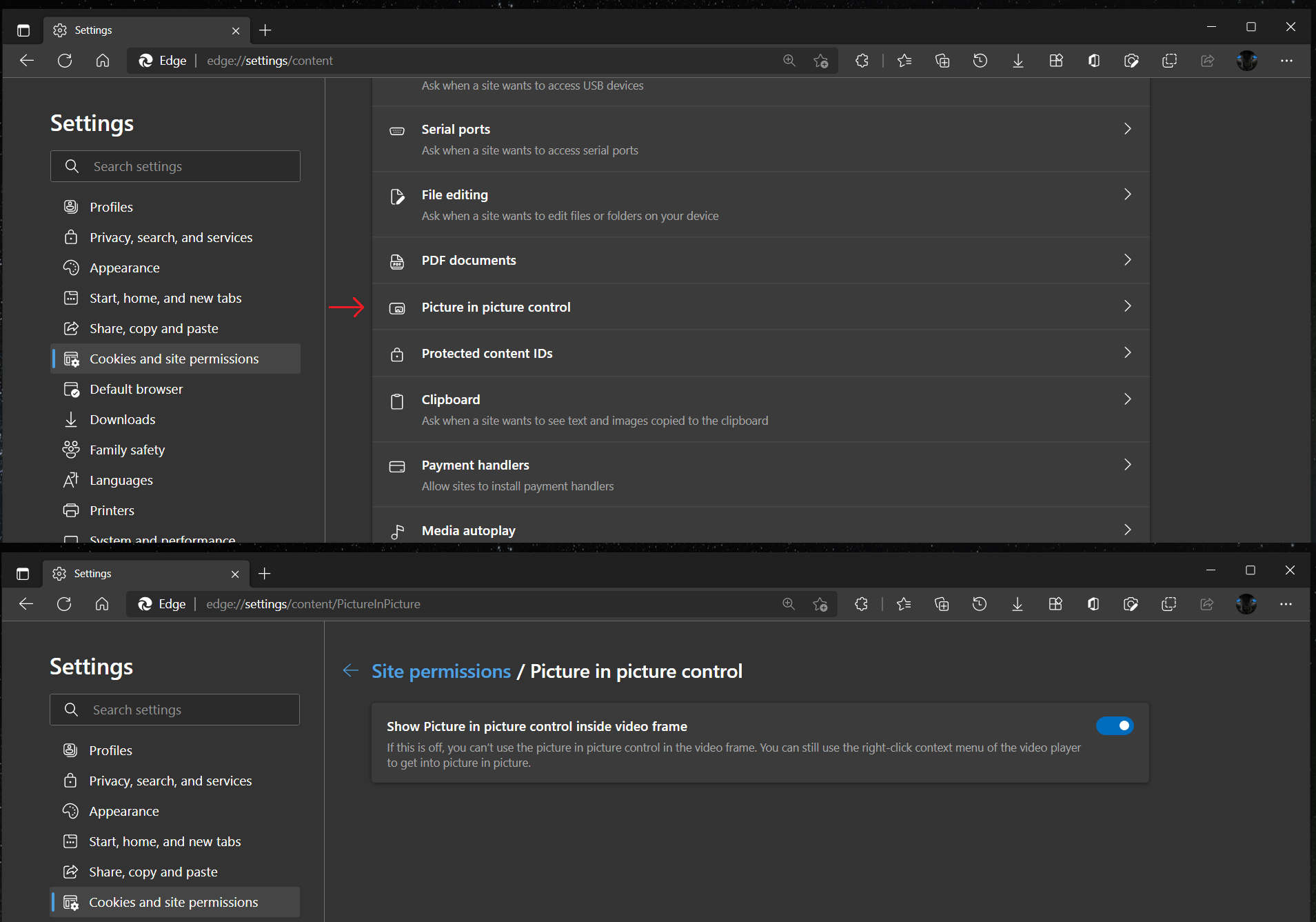 Disable Picture In Picture Control In Edge