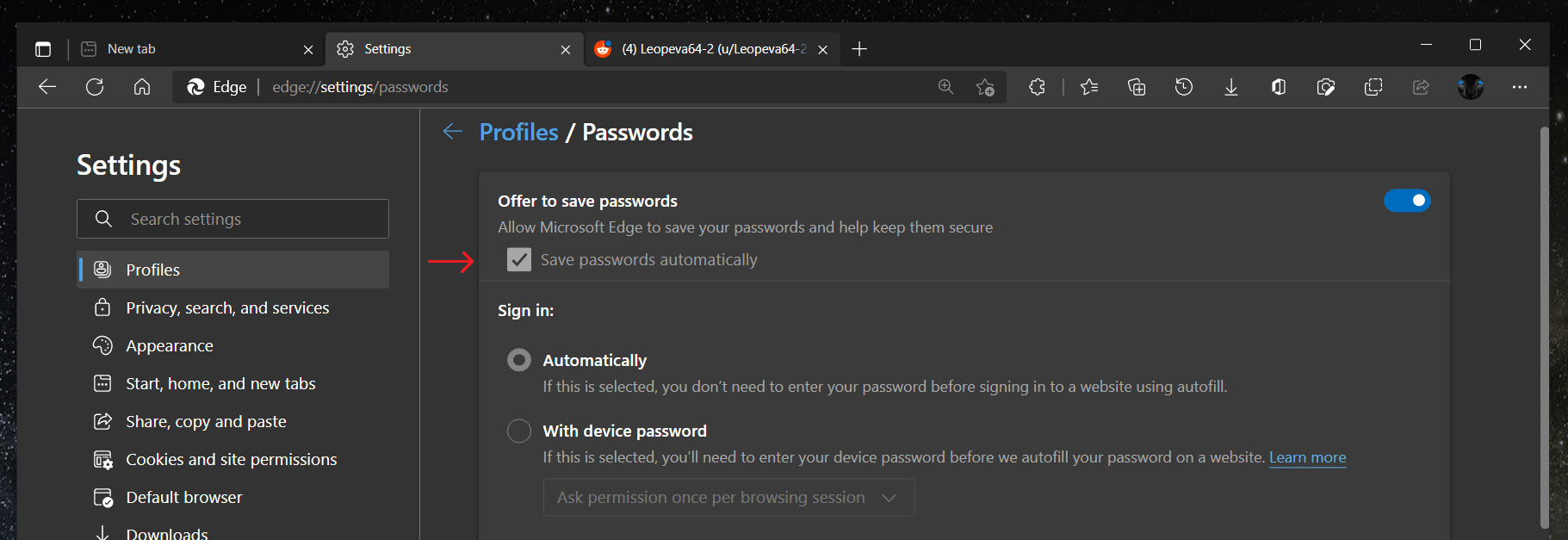 Edge Auto Save Passwords 1