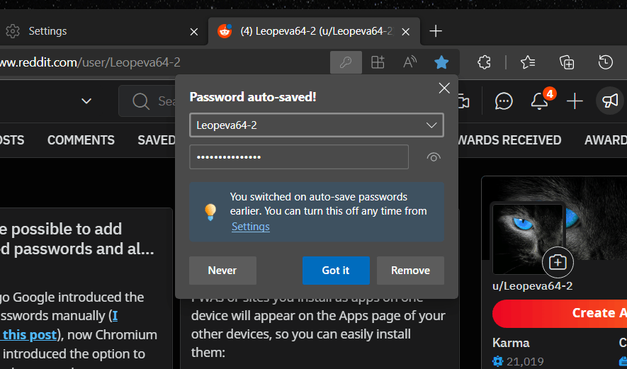 Edge Auto Save Passwords 3