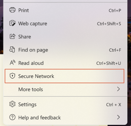 Enable Microsoft Edge Secure Network