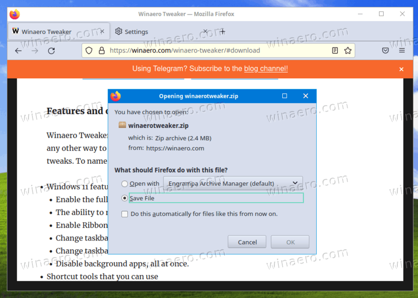 Firefox 101 Download Prompt