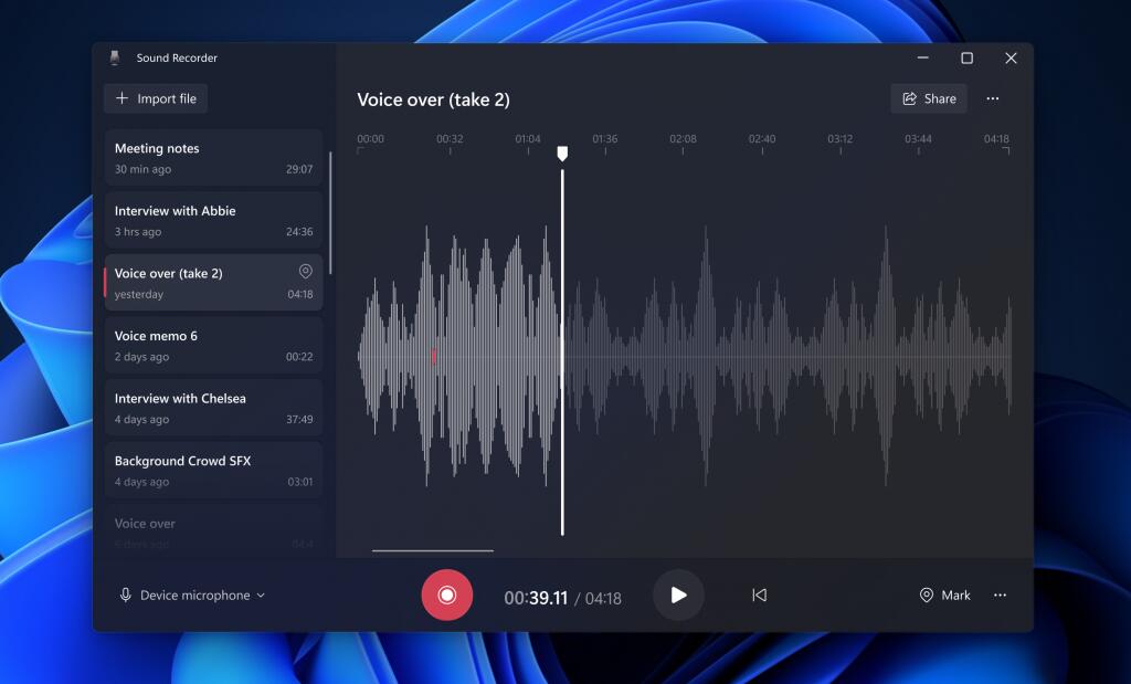 Windows 11 Sound Recorder