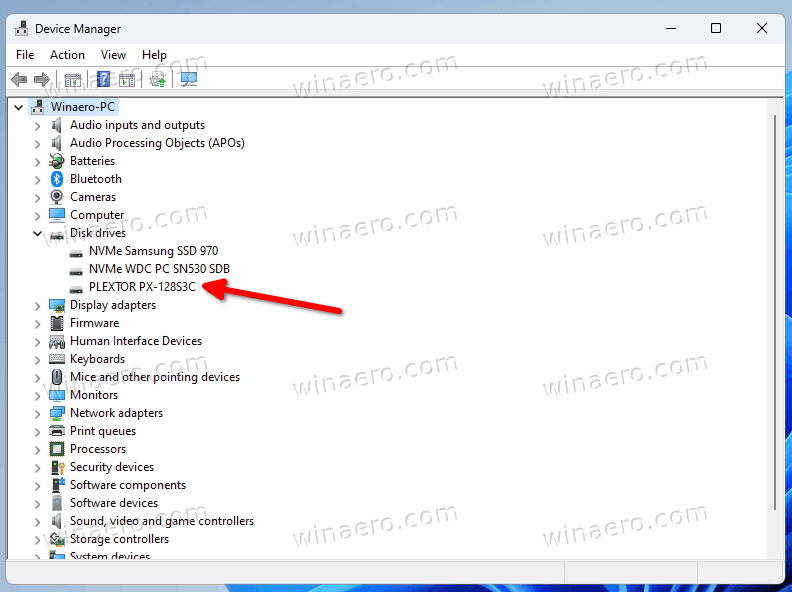 disk model in device manager