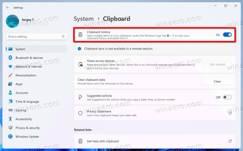 Disable Clipboard History
