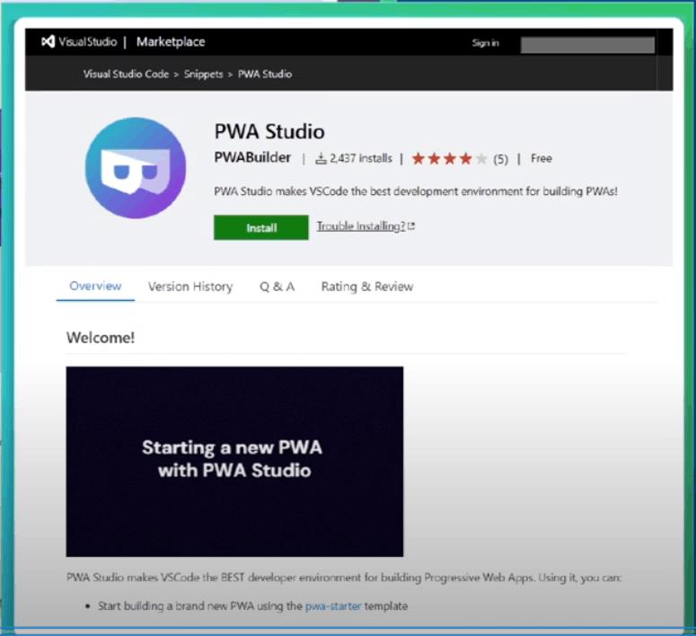 Pwa studio extension for code