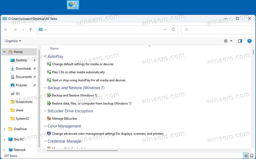 Folder that opens God Mode in Windows 11