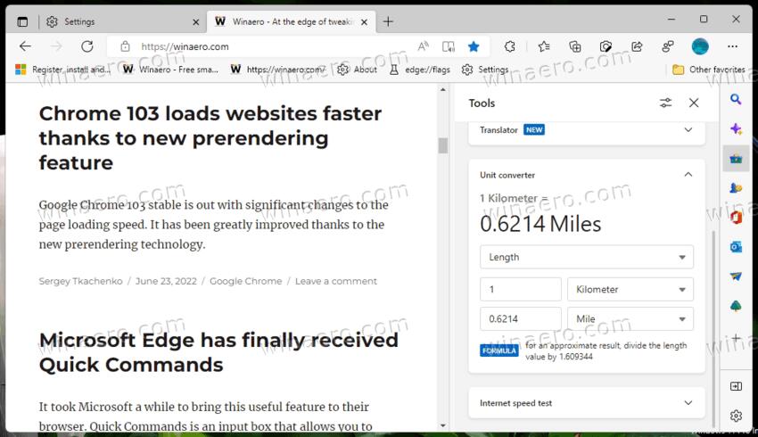 Edge Sidebar Tools Unit Converter