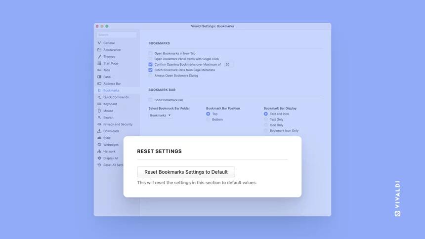 Vivaldi 5 3 Reset Setting To Default