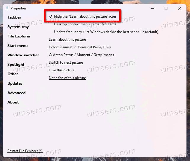 hide the Spotlight desktop icon in Windows 11