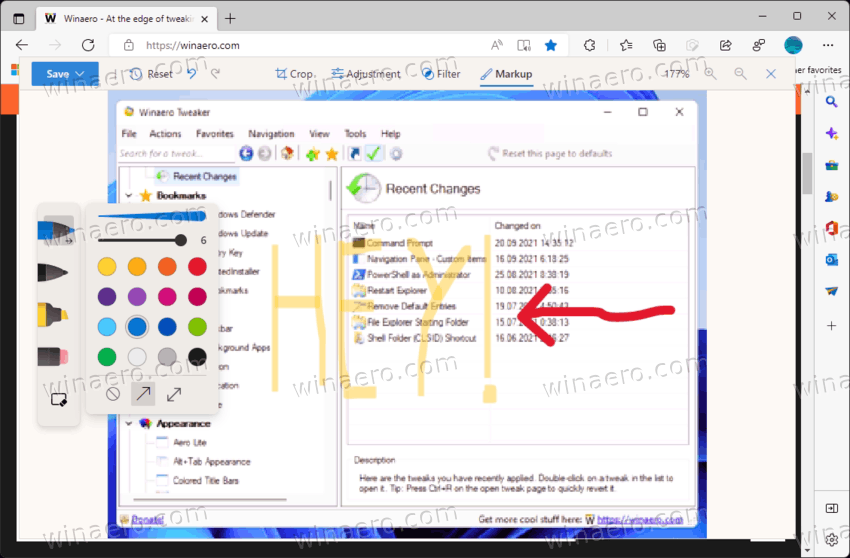 Microsoft Edge Image Editor Markup Tool