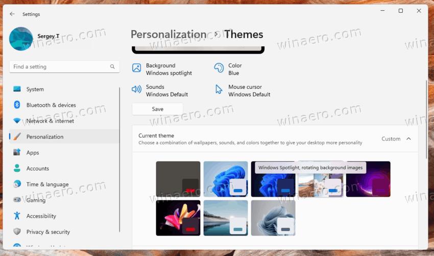 Spotlight Theme in Windows 11 Personalization