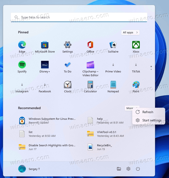 Windows 11 Refresh More Section