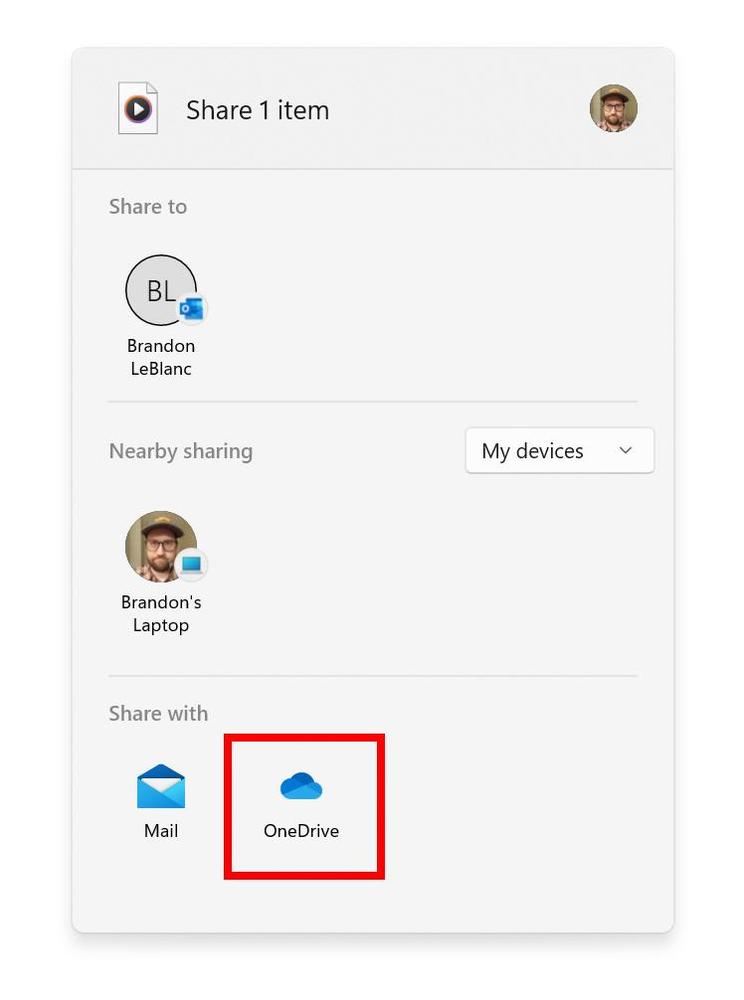 Share a local file in OneDrive