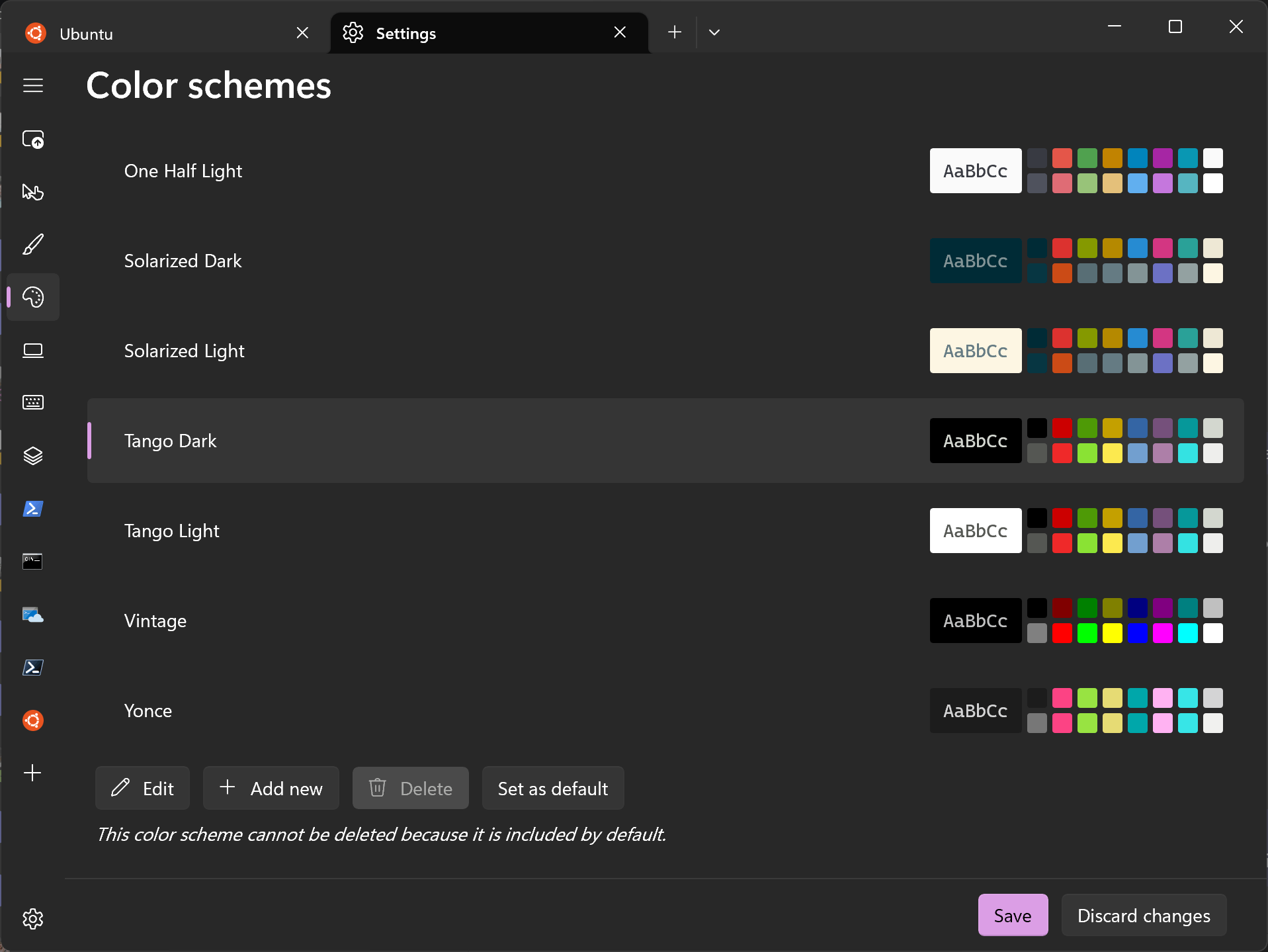 New Color Schemes Page