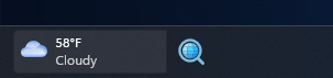 Taskbar search icon next to widgets