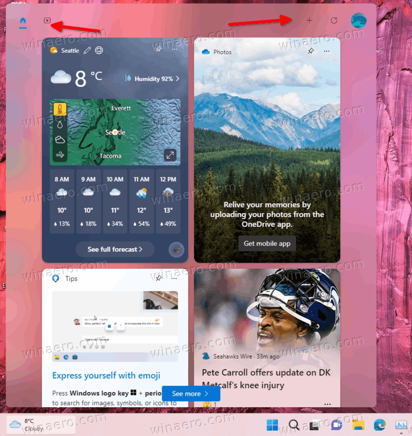 Widgets Toolbar in Windows 11