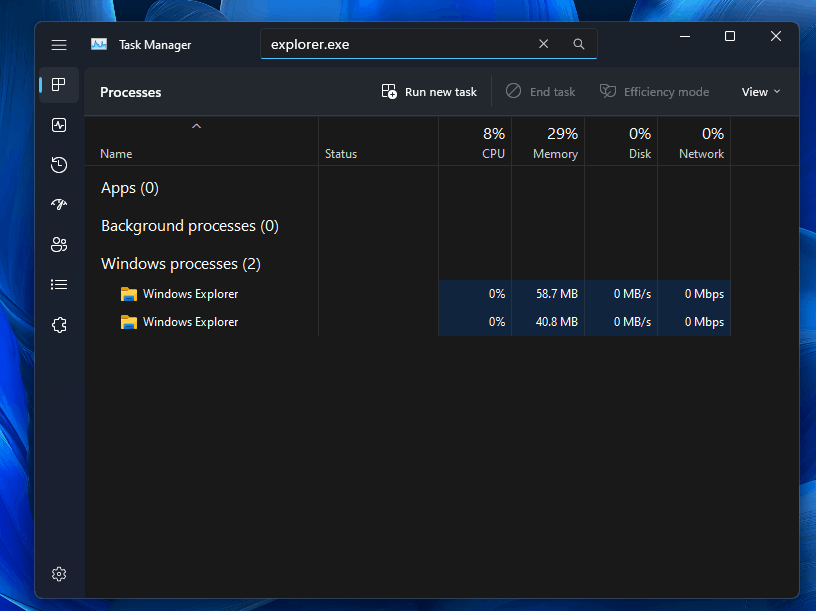 Search Box In Task Manager
