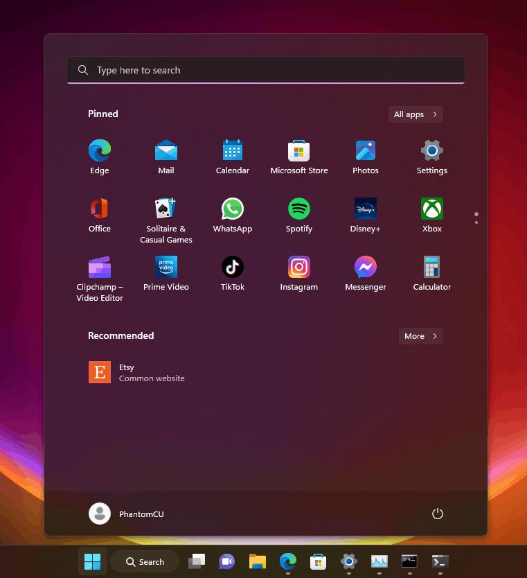 Websites In Recommended Section Of Start Menu