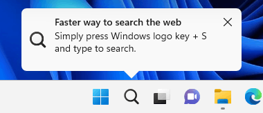 Windows 11 Build 25236 Search Tip Flyout