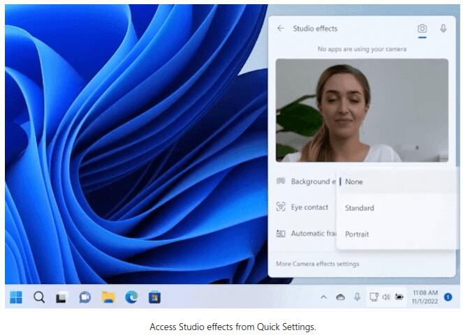 Windows Studio Effects From Quick Actions