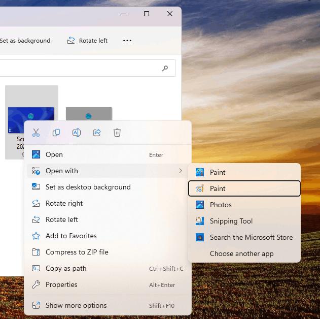 Old Paint in Windows 11 Open With Menu
