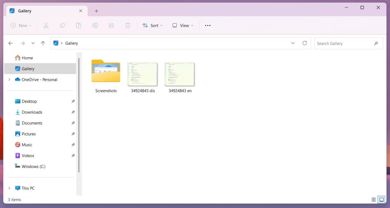 Gallery in File Explorer