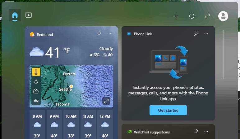 Windows 11 Phone Link Widget