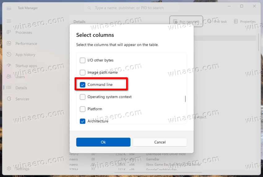 Customize Columns For The Details Tab