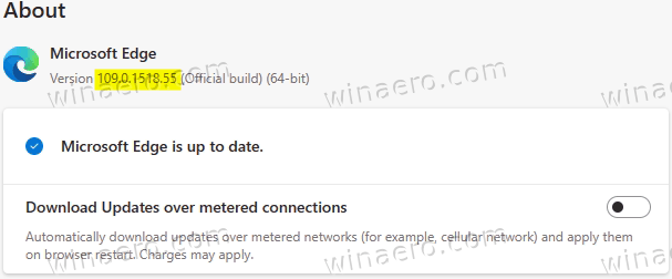 Edge version 109.0.1518.55