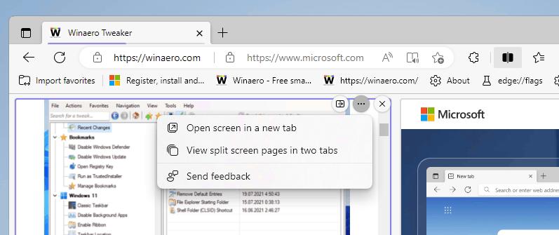 Microsoft Edge has got a new Split Screen feature to open two sites in a  single window